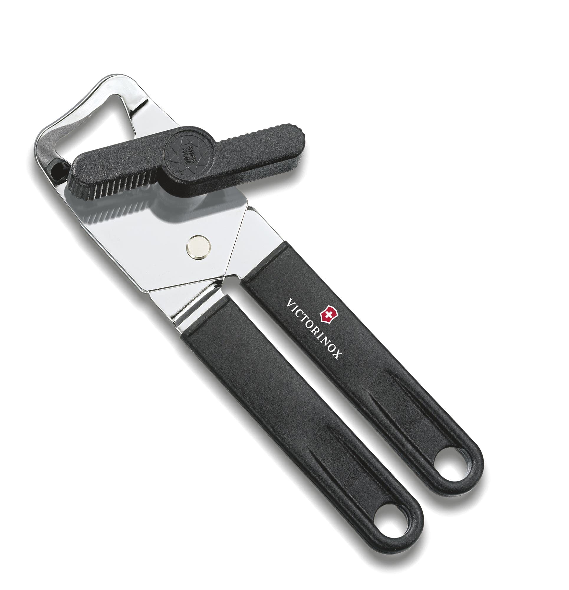Victorinox Universal Can Opener, with Bottle Opener, Safe and Easy-to-use Tool, Robust Plastic Handle, Black
