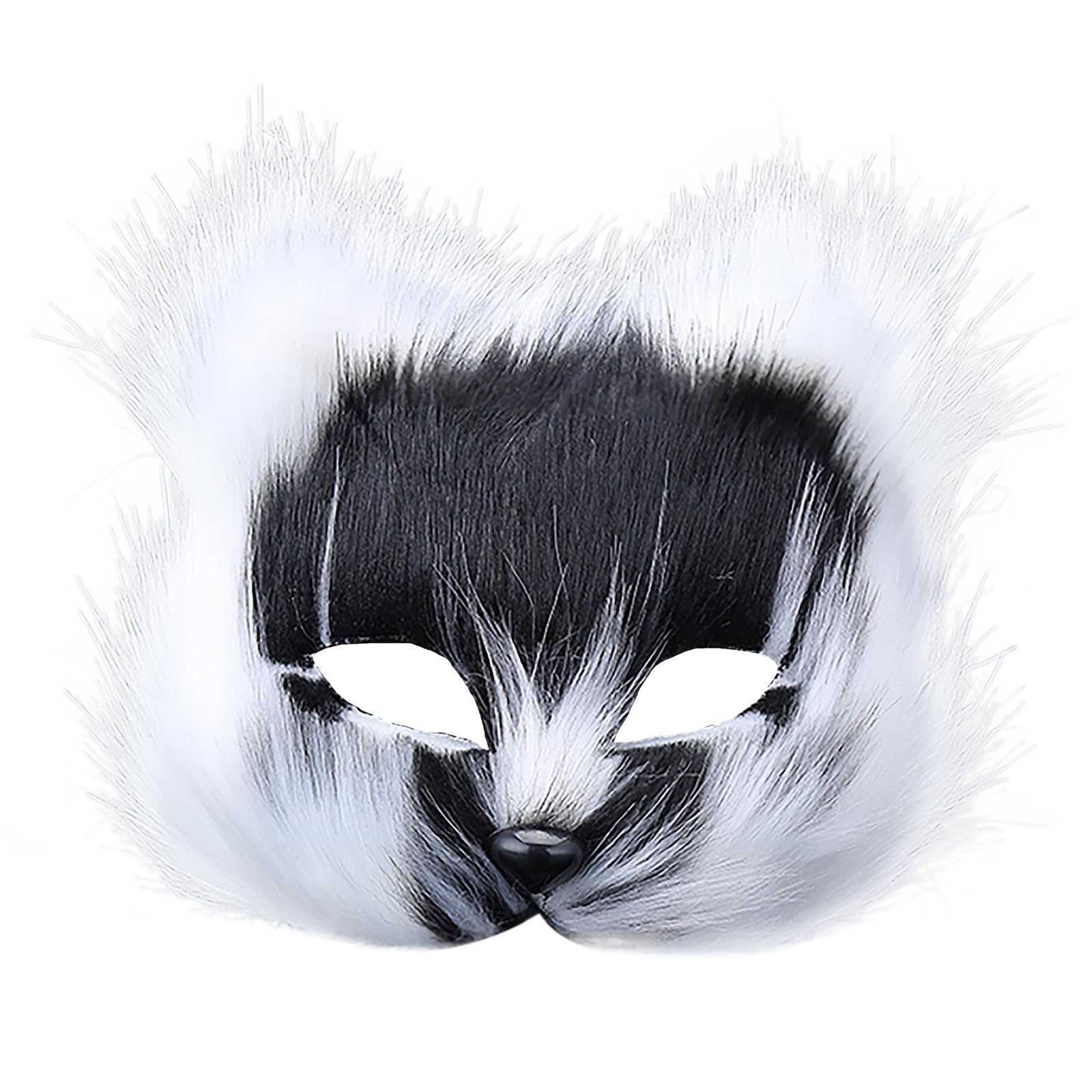 JIAHG Fox Furry Face Mask Animal Fuzzy Half Face Mask Cosplay Mask Halloween Costume Mask Party Fluffy Mask Masquerade Mask Fox Cat Faux Fur Mask