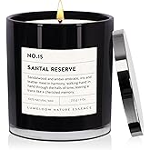 LUMELOOM Santal Reserve Luxury Scented Candles, 9oz Soy Wax Candles for Home Scented, Sandalwood, Amber, Iris & Leather Scent, Long Burning Time, Gifts for Women, Men, Sister, Teacher, Christmas