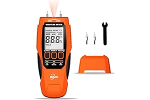 BOAK 2 in 1 Pin & Pinless Moisture Meter,Moisture Test Kit for Home With Self-Testing,Water Leak Detector,Moisture Sensor for Firewood,Drywall Mold Detector With Illumination and Alert.