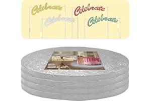 12 Inch Cake Drums,Silver Cake Boards 12 Inch Round(4-Pack),1/2 Inch Thick Cake Boards with Banner Cake Topper,Sturdy,Greaseproof for Birthday Wedding Multi-Tiered Party Cake by GoldenBakeryFamily