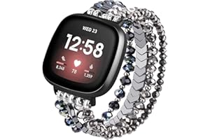 MOFREE Bracelet Compatible with Fitbit Versa 3/Versa 4 Bands/Fitbit Sense/Sense 2 Bands for Women, Handmade Fashion Elastic Beadeds Arrows Strap Replacement for Fitbit Versa 4/Versa 3/Sense 2/Sense