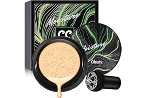 firstfly CC Cream, Mushroom Head Air Cushion CC Cream Foundation, Concealer Moisturizing BB Cream Cushion Face Makeup Matte Long Lasting Concealer Makeup Base (104# Buff Beige)