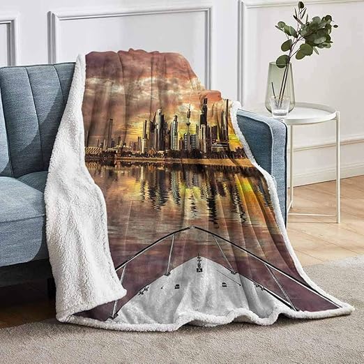 YUAZHOQI Travel Throw Blanket for Bed Kuwait Cityscape Soft Warm
