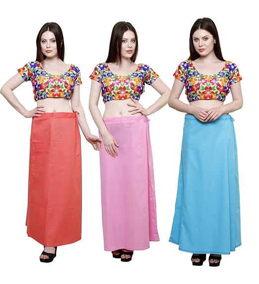 Pistaa combo of 3 Women's Cotton Best Indian Readymade Inskirt Saree petticoats