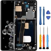 Foufinin for Samsung S20 Ultra 5G Screen Replacement with Frame Black | for Samsung Galaxy S20 Ultra Screen Replacement kit G988U1 G988W G988F Touch Screen LCD Display Digitizer Assembly