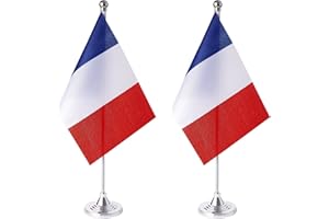 ZXvZYT 2 Pack France flag French Table Flag Small Mini French Desk Flags With Stand Base,International Festival Events Celebration Decorate,Home office Decorations