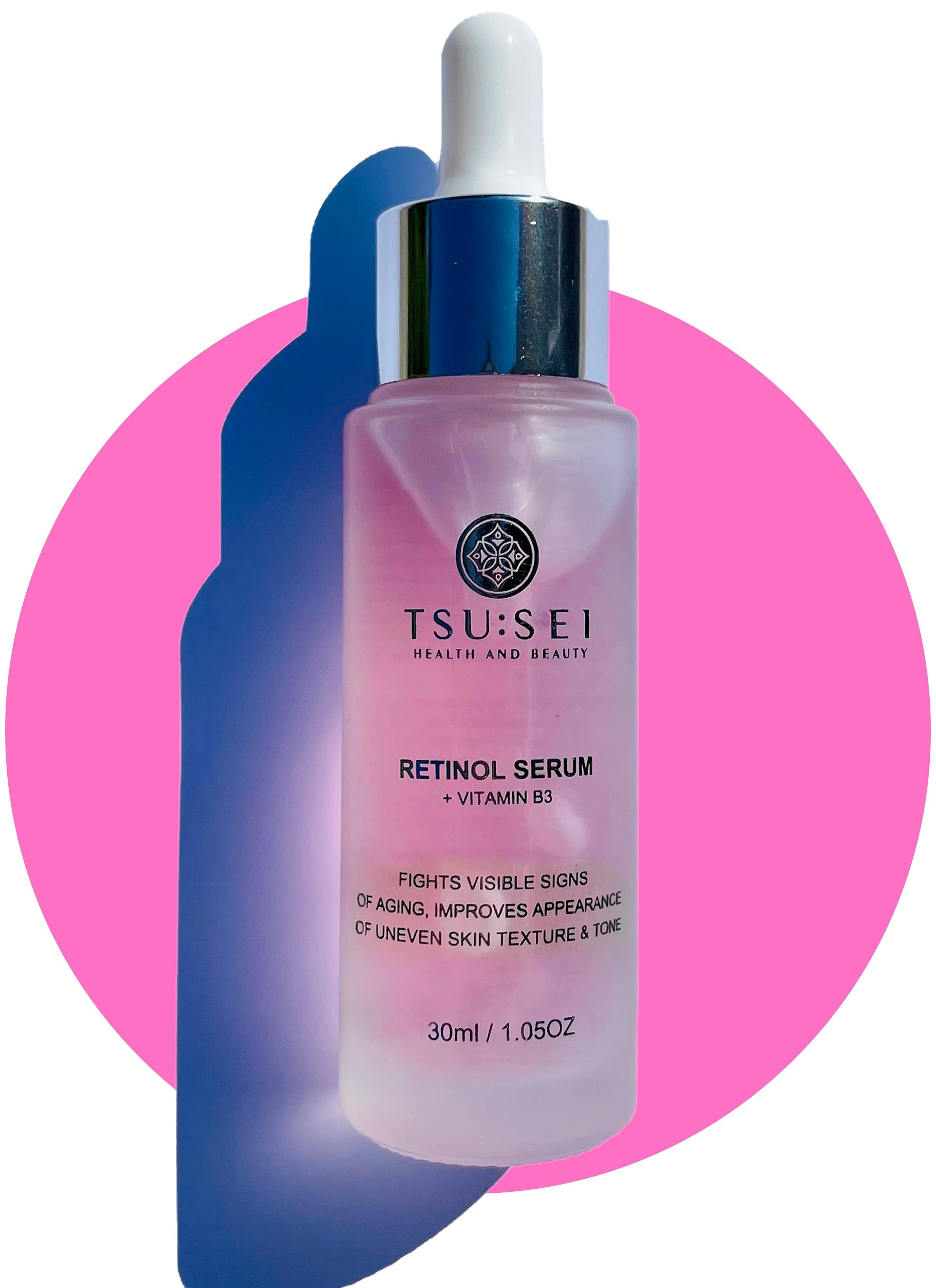 RETINOL SERUM for face with Vitamin B3 by TSU:SEI - Organic, Anti-Aging, Facial Serum for Fine Lines, Wrinkles, and Uneven Skin Tone. Cruelty Free Skincare. 30ml.