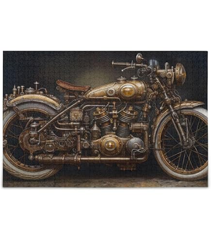 Historic Route 66 500 Piece Jigsaw Puzzle - Vintage Motorcycle Wall Art For Adults