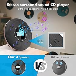HOTT Portable CD Player Built-in 4 Speakers Stereo