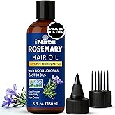 iNats 100% Pure Rosemary Oil for Hair Growth (5 fl oz) - Cold Pressed & Natural Infused w/Biotin, Jojoba & Castor Oils - Hair Oil Repairs Dry Damaged Hair, Strengthening, Healthier, Nourishing Hair