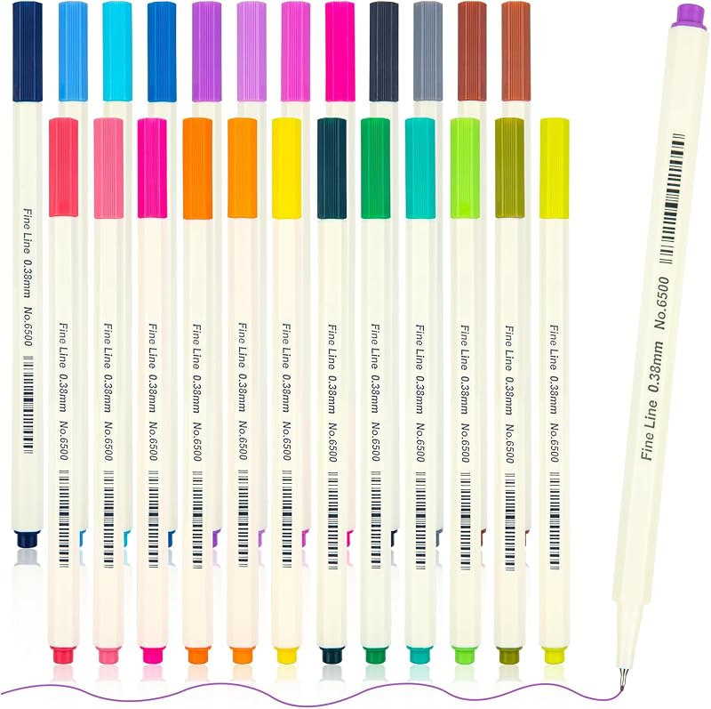 APOGO Fineliner Pens 24 Color 0.38mm No Bleed Fine Line Pens Set