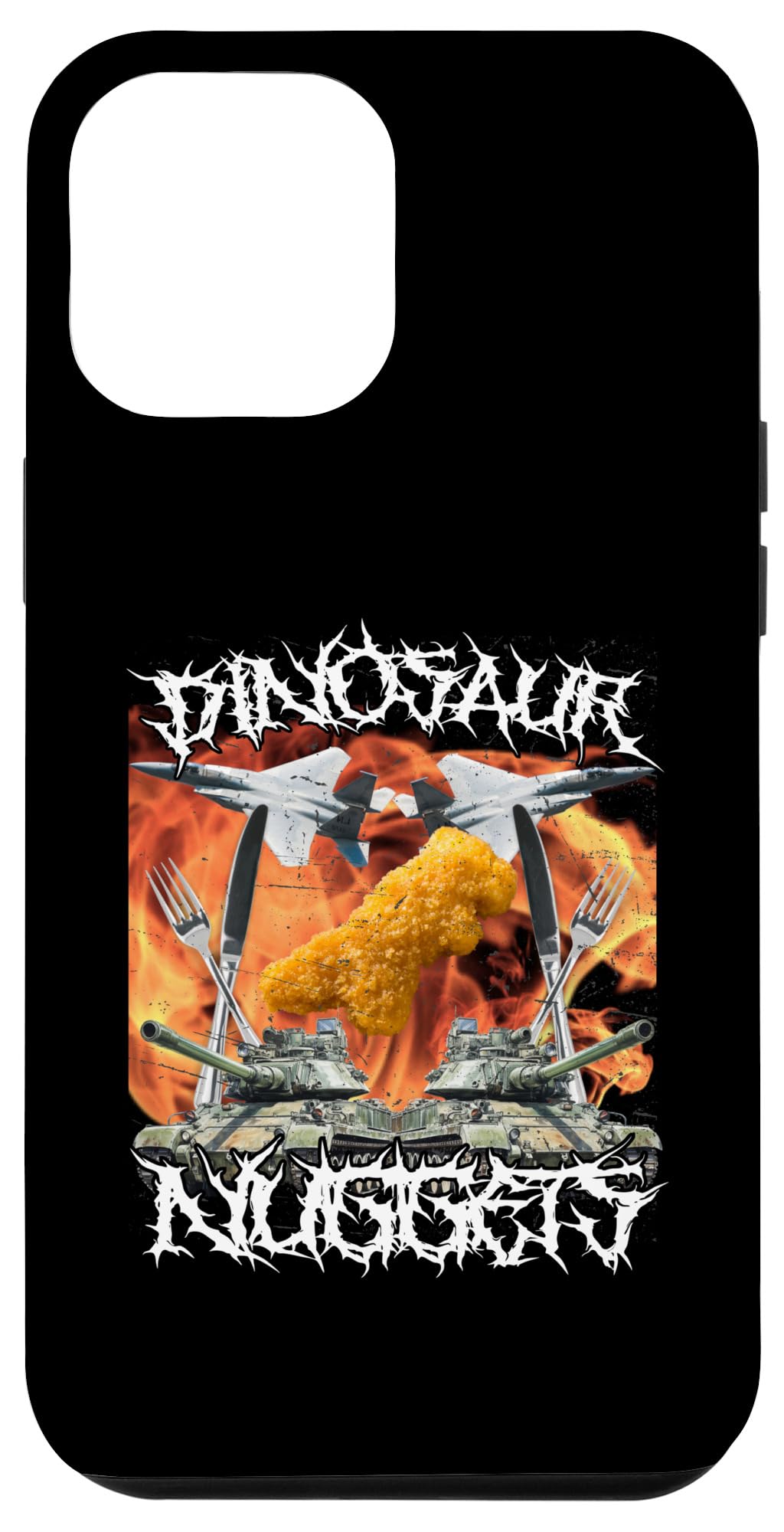 iPhone 15 Plus Funny Dinosaur Chicken Nugget Bootleg Hardcore Flames Meme Case