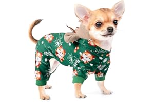 DAFUEN Dog Christmas Sweater Xmas Dog Pajamas for Small Dogs Girl Winter Puppy Pjs Onesie Winter Pet Clothes Outfit Doggy Costume Warm Cat Apparel Clothing for Chihuahua Yorkie Teacup (Christmas, XX-Small)