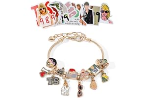 ARZASGO Singer Ts Bracelet, DIY Charm Jewelry Bracelet with 50Pcs Music Theme Stickers for Fans Gifts