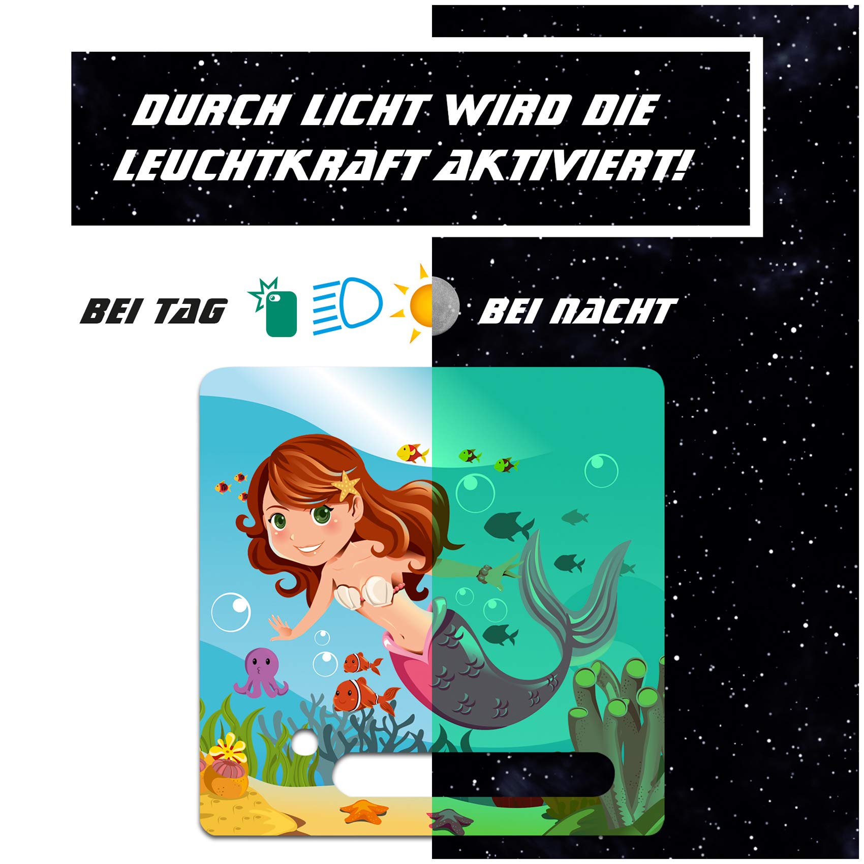 yabaduu Protective film, protective cover, luminous sticker for Toniebox, perfect fit, self-adhesive, child-friendly film for children, toys (Y031-39 mermaid, glow-in-the-dark)