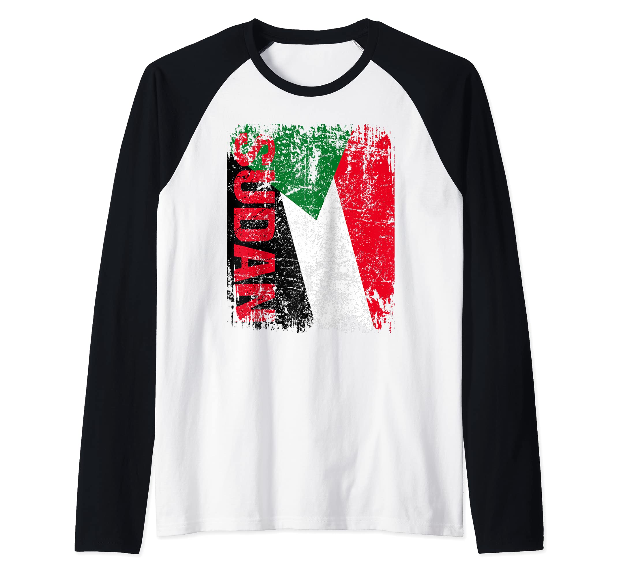 SUDAN Flag Vintage Distressed SUDAN Raglan Baseball Tee