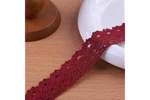 DYSHIPEN 20 Yards x 1 Inch Lace Ribbon Vintage Lace Trim Crochet Cotton Lace Edge for Christmas Package DIY Sewing Wedding Bridal Dress,Costume,Crafts and Sewing (Wine red)
