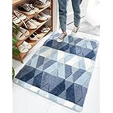 Tiita Indoor Doormat, Non Slip Rubber Backing Absorbent Mud Mat, Bath Rug, Floor Foot Mat for Entrance (20x32 inch, Blue)