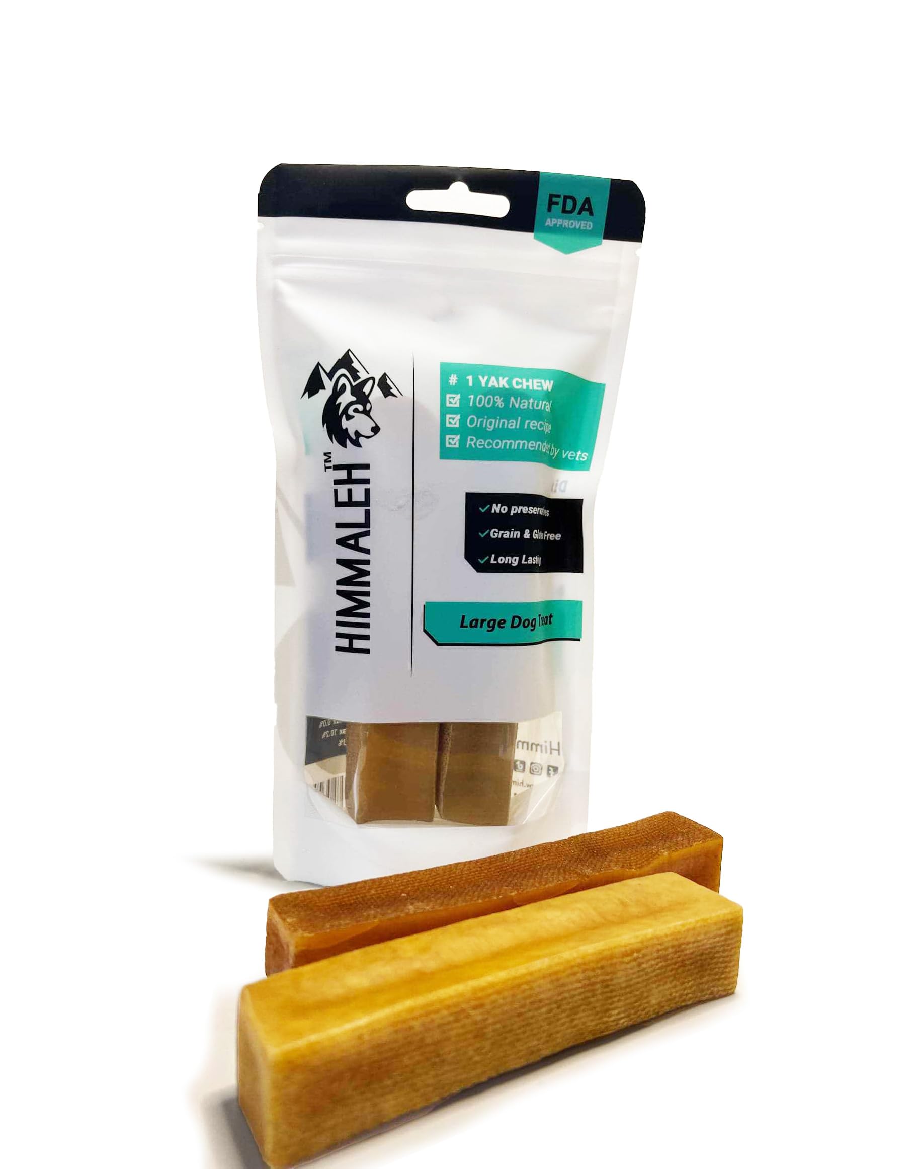 Himmaleh Yak Chews for Dogs - Yak chews for dogs Large (pack of 2) - Protein Rich Dog Chews Long Lasting Natural - yak milk dog chew - Toothsome Yak Bars for Dogs - Himalayan dog chews - Yak Snack