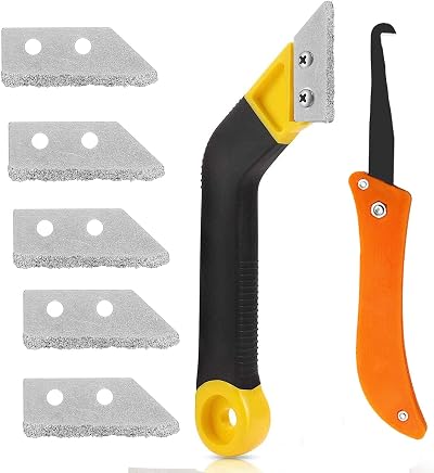 Carreuty 8 Pcs Pro Grout Removal Tool with 5 Extra Replacement Blades
