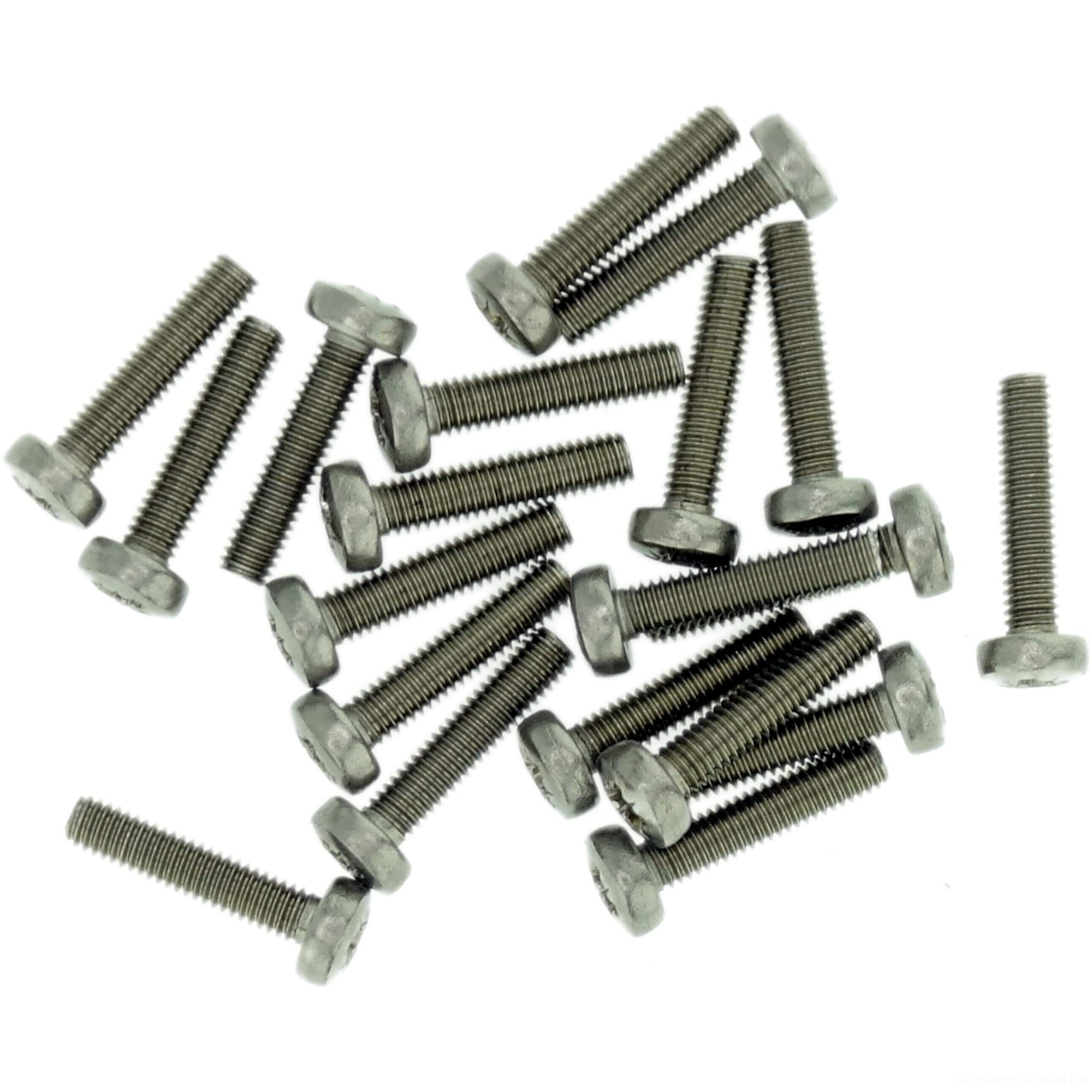 M2.5 (2.5mm x 3mm) Pozi Pan Machine Screw (Bolt) - Stainless Steel (A2) (Pack of 20)