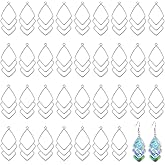 CHGCRAFT 36 Pcs Silver Tone Open Back Blank Metal Bezels Alloy Hollow Pendants Open Frame Pendant Charms for Resin Jewellery Making DIY Earring Pendant Keychain Necklace Kit, Antique Silver