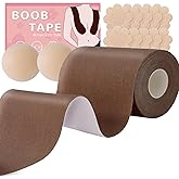 BEWTEIM Plus Size Boobtape for Large Breasts Lift, 6 inch Wide Large Breast Lift Tape, Lifting Boob Tapes for D-G Heavy Boobs w Nipple Covers and Pasties Light Brown