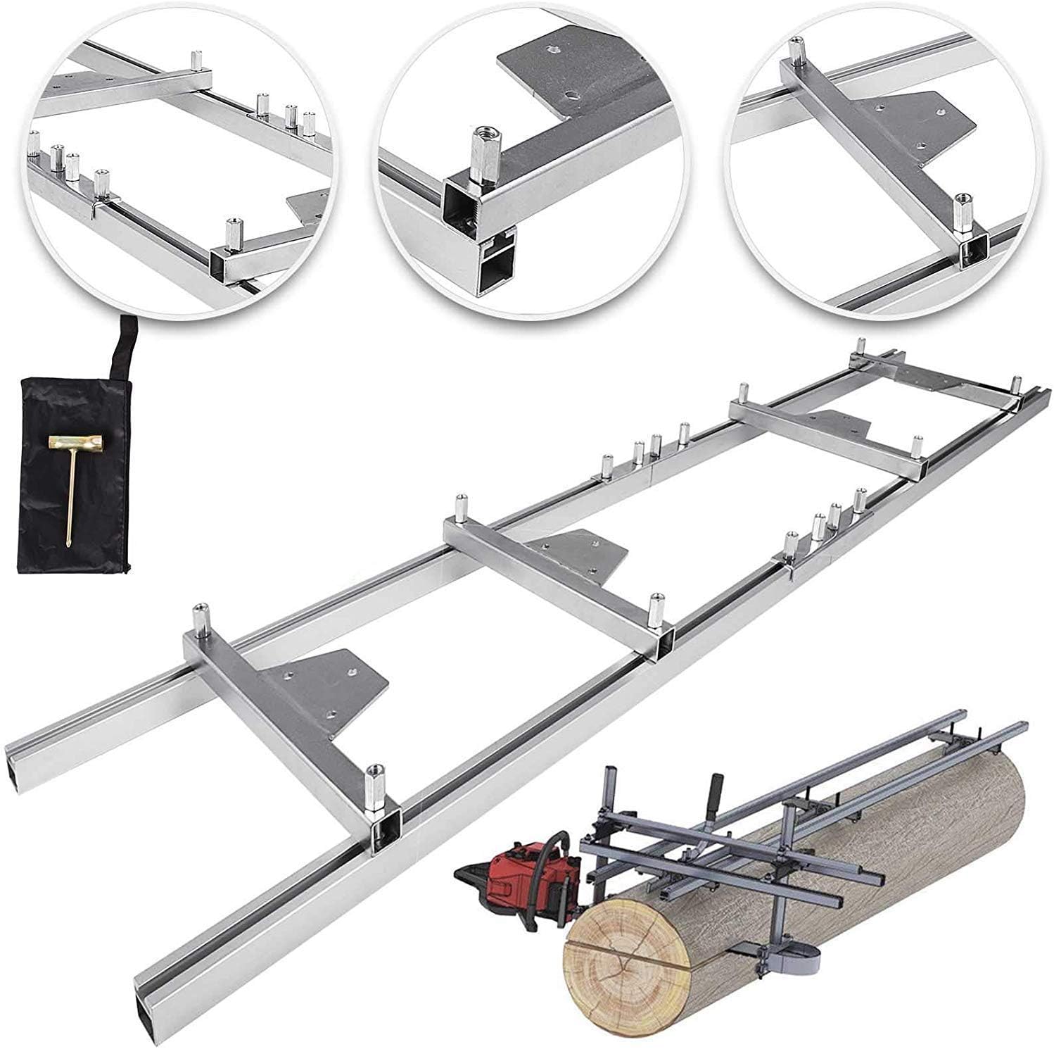 VBENLEM Rail Mill Guide System 5 FT Chainsaw Mill Rail Guide with 3