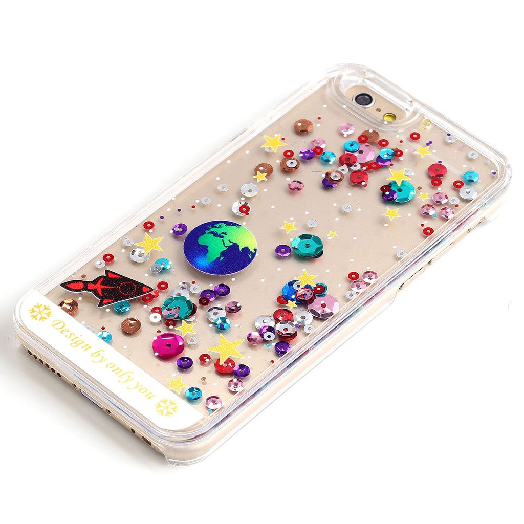Yoption Liquid Case for iPhone 6 6s 4.7,Starry Sky Transparent Plastic 3D Glitter Creative Design Flowing Floating Glitter Sparkle Universe of Stars Hard Case Cover for iPhone 6 6s 4.7(White)