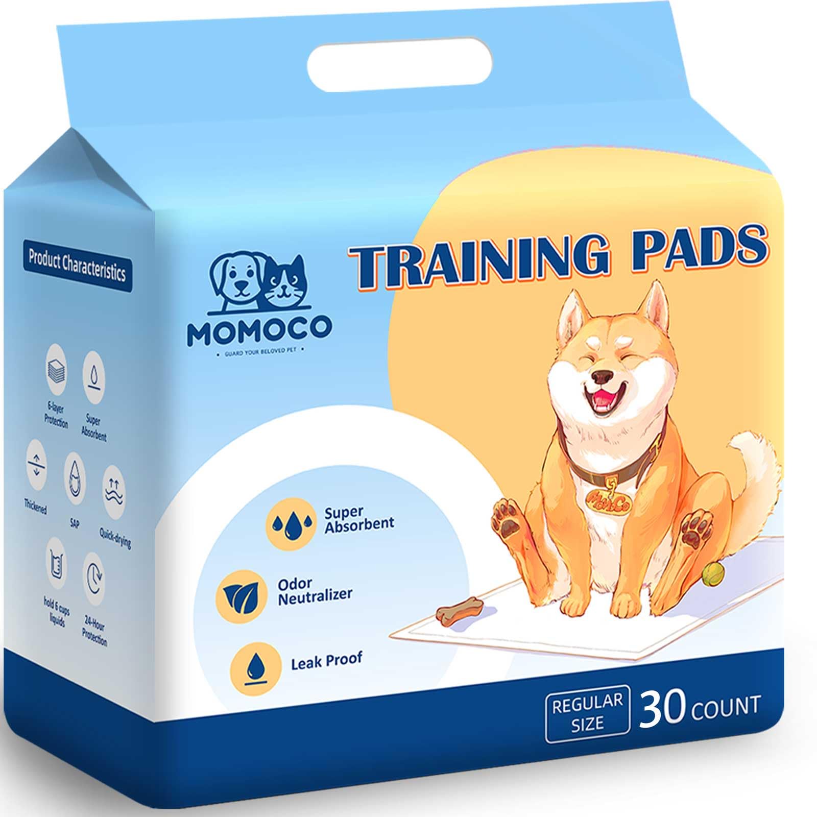 Photo 1 of MoMoCo Potty Pads 22"x22", 30 Count – Puppy Training Pads, Leak-Proof & Super Absorbent, Disposable Pads for Dogs, Cats & Rabbits