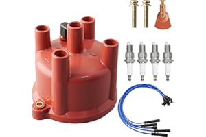 MOAUTO Ignition Distributor Cap & Rotor and Iridium Spark Plugs with Wire Set Tune Up Kit 671-4138 JH81T Compatible with Toyo