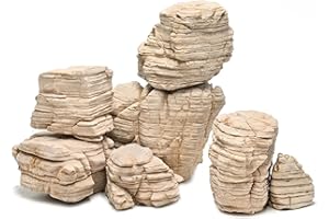 KINGRUI Natural Aquarium Rocks PH Neutral Stone 2-7inch Fish Rocks 10lb Pagoda Rocks for Aquariums, Landscaping Model,Tank Decoration,Amphibian Enclosures-6-7Pcs