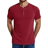 COOFANDY Men's Henley Shirts Cotton Short Sleeve Casual T-Shirt Button Henley Basic Tee Lightweight Summer Top