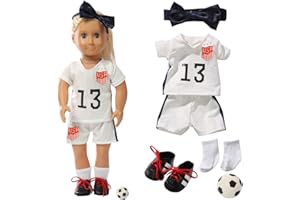 Wenzhuo 18 inch American Doll Clothing Accessories, USA Team Girls Soccer, Basketball, Tennis Clothing Sets, Doll Ball Sports Clothes, Dolls are not Included (Doll Soccer Clothes)
