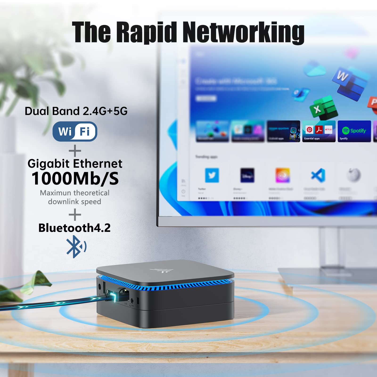 KAMRUI Essenx E1 N150 Mini PC, 8GB DDR4 256GB M.2 SSD, Mini Computer Dual 4K Display, WiFi, Business, Home, Office