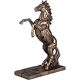 Veronese Design 11 1/4 Rearing Horse Illumination Resin Sculpture Cold Cast Bronze Finish