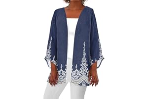 YUTANRAL Womens 2024 Summer Floral Printed Cardigan Long Sleeve Kimono Loose Cover Up Casual Blouse Tops Cruise Outfits