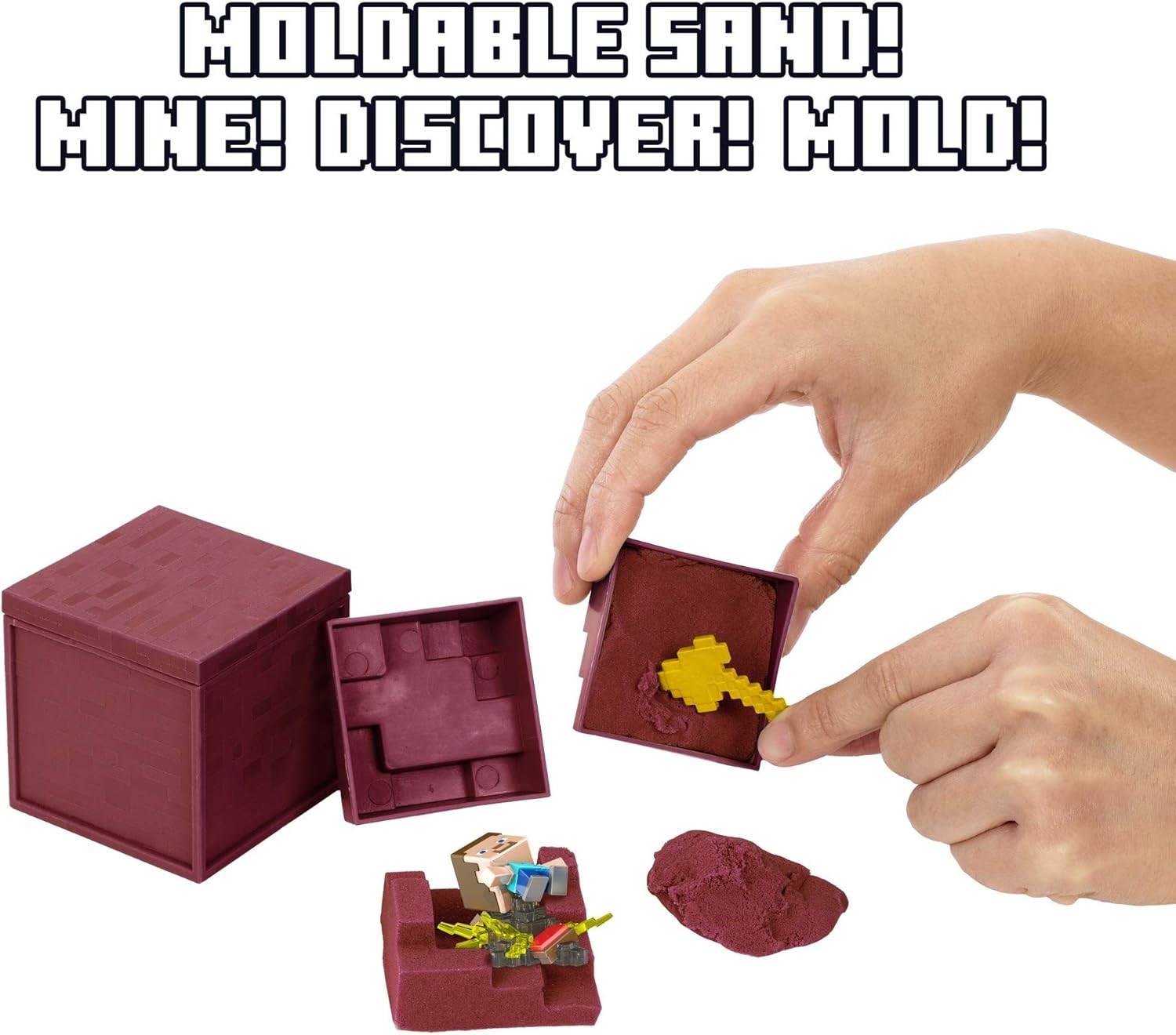 Amazon Com Minecraft Mini Mining Set Nether Nap Steve Figure And Environment Accessory With Moldable Sand For Added Creativity Creative Hands On Biome Build Toy Gift Fans Age 6 Years And Older Toys