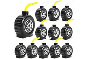 Fxswety Construction Truck Cups with Yellow Straw Construction Themed Party Favor Cups Monster Truck Party Decorations Truck Tire Cups for Kids Race Car Party Supplies (12 Pcs)