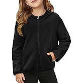 Haloumoning Girls Fleece Jacket Kids Zip Up Hoodie Lightweight Fall Winter Jackets Outerwear with Pockets 5-14 Years