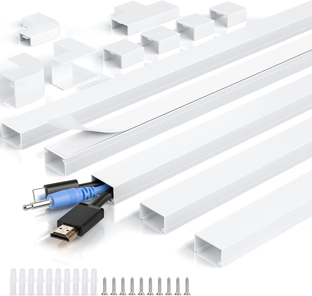MUDEELA Cable Trunking Kit 2M Self Adhesive TV Cable Management 5x400mm W24mm