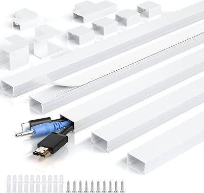 MUDEELA Cable Trunking Kit 2M Self Adhesive TV Cable Management 5x400mm W24mm