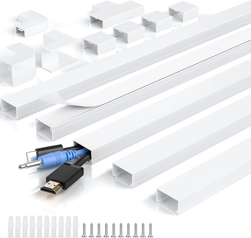 MUDEELA Cable Trunking Kit 2M Self Adhesive TV Cable Management 5x400mm W24mm