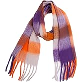 SHOHOKU Large Chunky Plaid Scarf Coloured Checked Oversized Scarf Tassel Soft Fall Winter Thick Warm Shawl Women