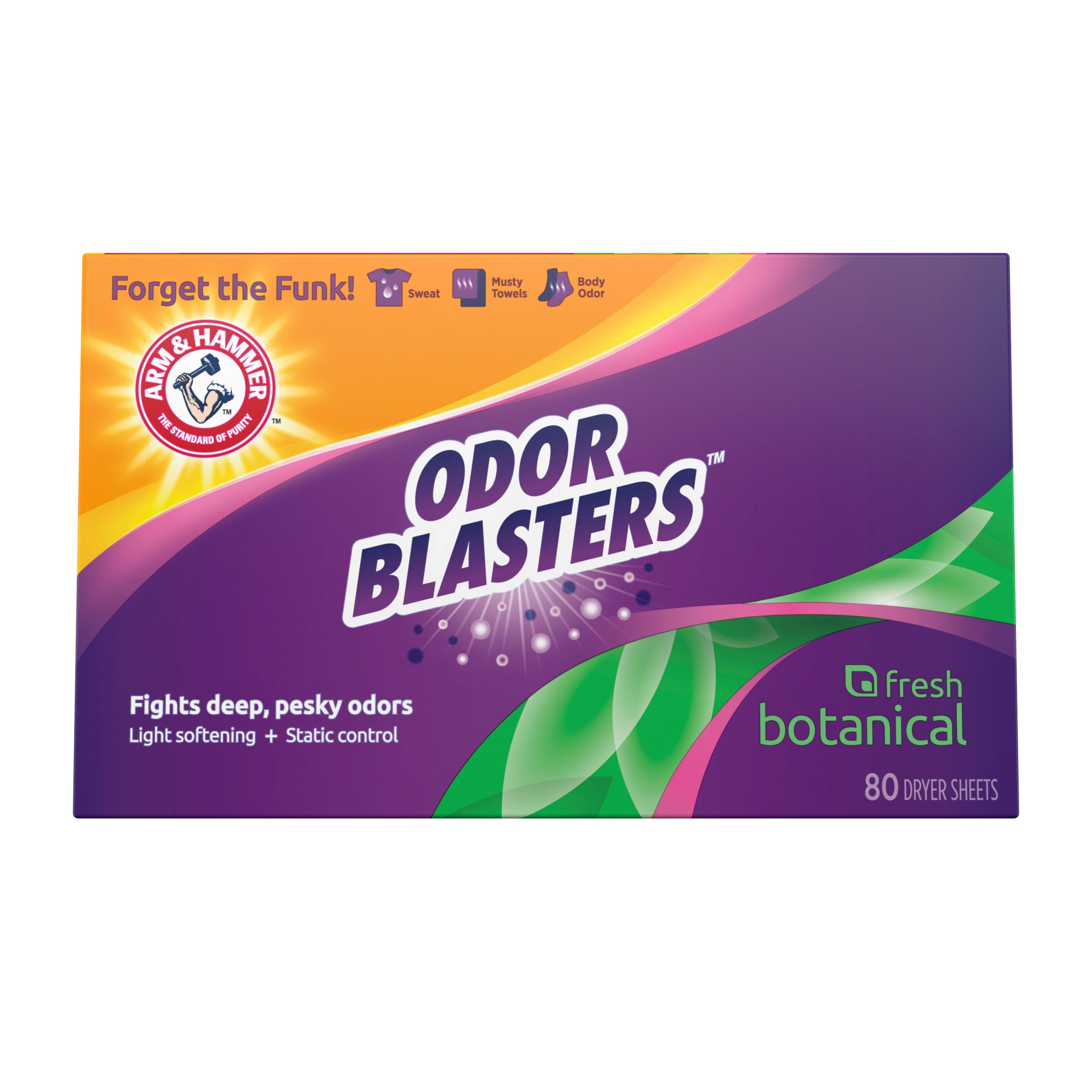 Photo 1 of ARM & HAMMER Dryer Sheets, Fabric Softener Sheets with Odor Blasters, Fresh Botanical Scent, 80 Ct
