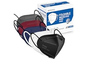 WWDOLL KN95 Face Mask 50 PCs, Multiple Colour 5 Layers KN95 Masks, Dispoasable Masks Respirator for Protection(Black, White, Grey, Red, Purple)