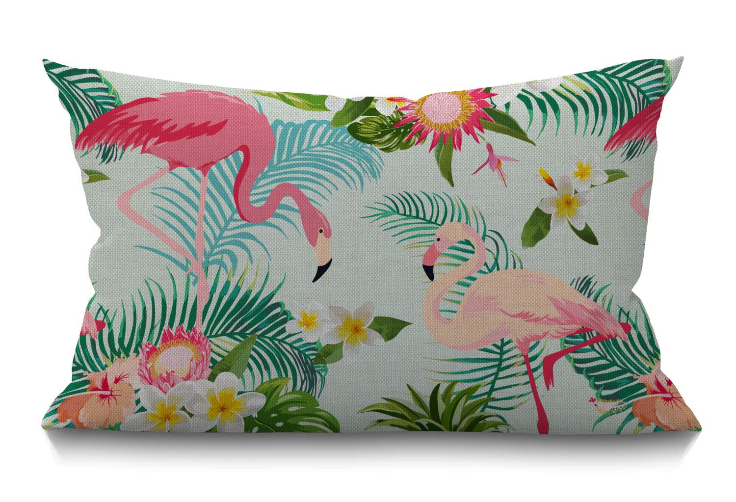 BGBDEIA Oblong Cushion Cover Farmhouse 12x20 Inch Soft Linen Throw Pillowcase Flowers and Birds Pillow Cover for Couch Bed Sofa Chair,30 x 50 cm