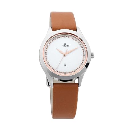 Titan Purple Fashion Basics Analog White Dial Women's Watch-2570SL02