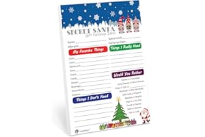 Cubefinds Secret Santa Christmas Questionnaire Sheets Gift Exchange Questions | 25 Pack 5x7 | Holiday Party, for Home, Office, Friends or Family - Gift giving ideas for kids and adults
